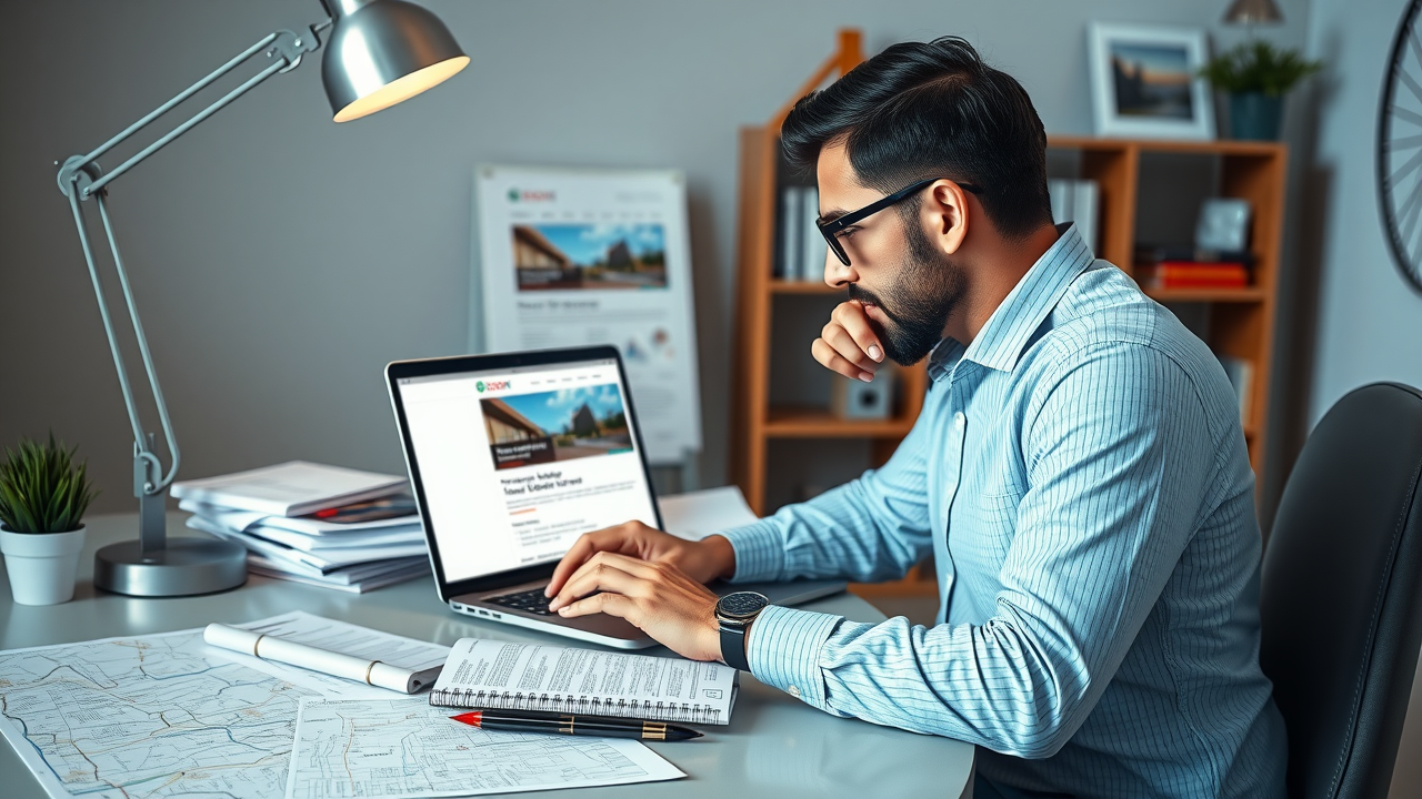 Denver contractor office with SEO strategist updating local service website for higher Maps rankings