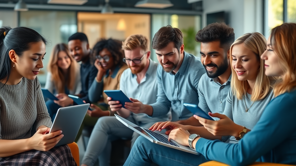 Diverse group of users navigating a small business website, tracking customer journey and conversion paths for CRO, photorealistic.