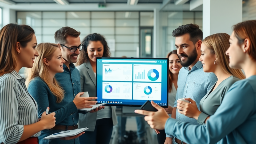 automation training session for small business — team learning automation tools in bright modern workspace