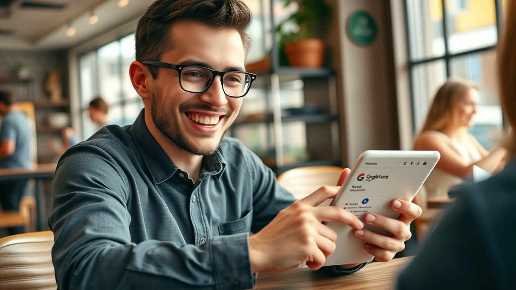 business owner updating google business profile for local seo and service area optimization