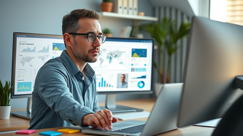 digital marketer optimizing a service business website layout and meta descriptions for local seo