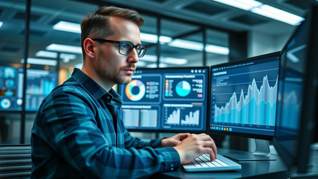 Modern SEO-focused contractor website design with analytics overlays for effective search engine optimization in contractor websites.