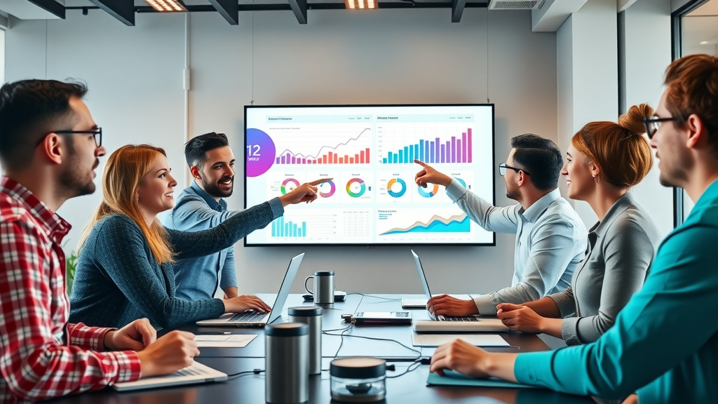 Modern marketing team brainstorming how to turn negative review response into a marketing win