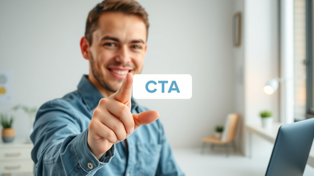 Bright, bold cta button displayed on a clean service pro website interface, with a confident user ready to click – showing first impression power of cta design