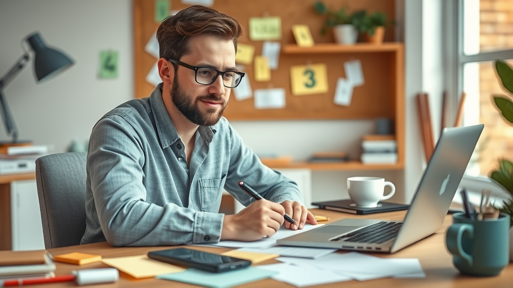 Creative marketer brainstorming subject lines for review request templates