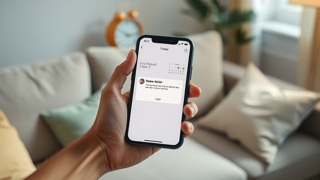 Smartphone showing timely review request notification