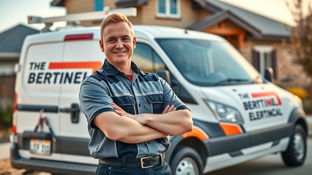 Denver electrician in branded uniform with company van, symbolizing local SEO and electrician SEO Denver success