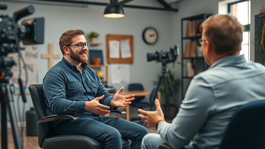 Denver electrical contractor records client video testimonial, showing strong SEO and digital marketing results