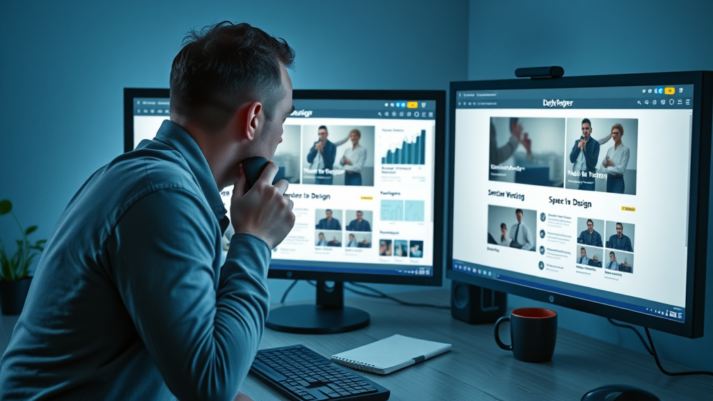 Developer adjusting contractor website layout in responsive design dashboard - best mobile website practices