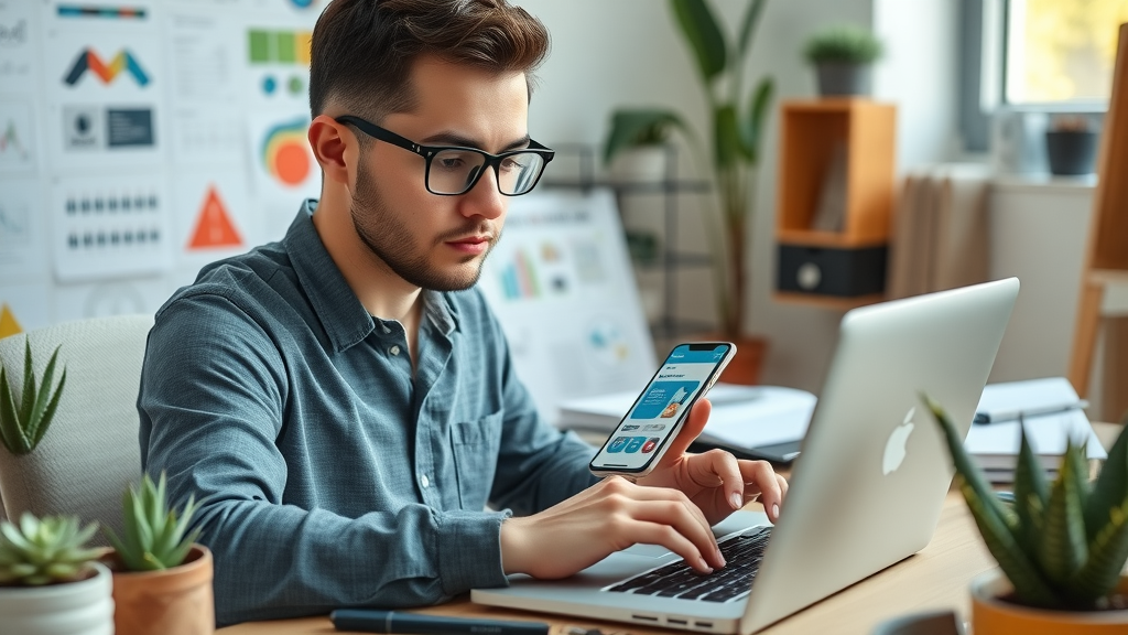 Front-end developer coding a mobile-friendly layout for contractor website - implementing responsive design