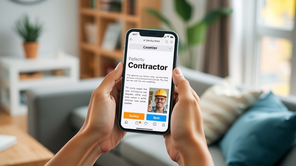 Hands holding a smartphone displaying a mobile-friendly contractor website - mobile web user experience