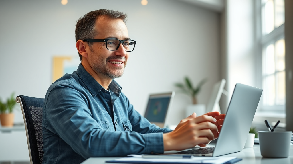 Contractor reviewing positive video testimonial results